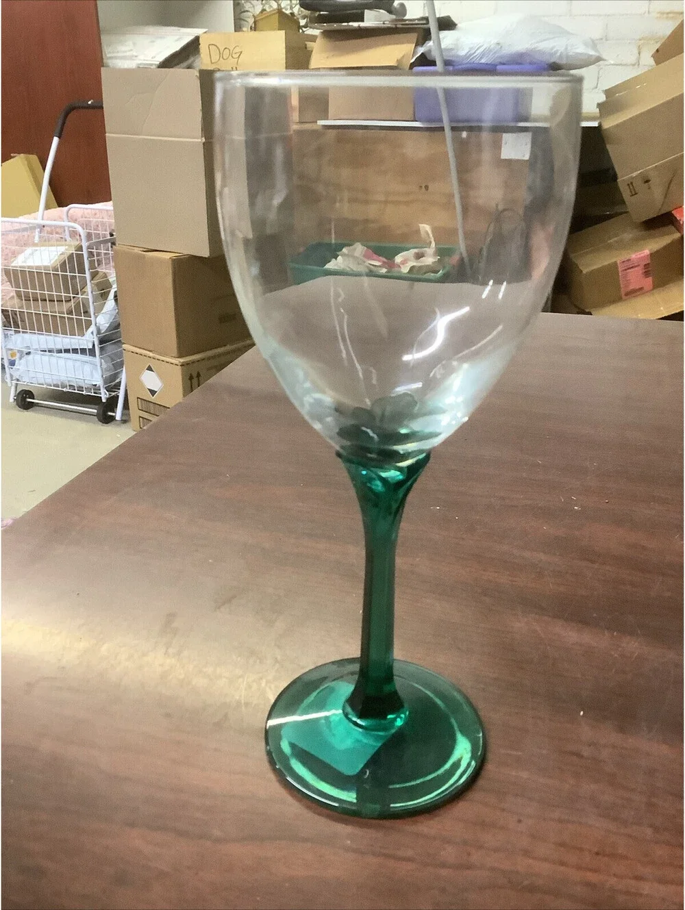Libbey Domaine Juniper Water Wine Goblet 8” Green Base Tulip Glasses